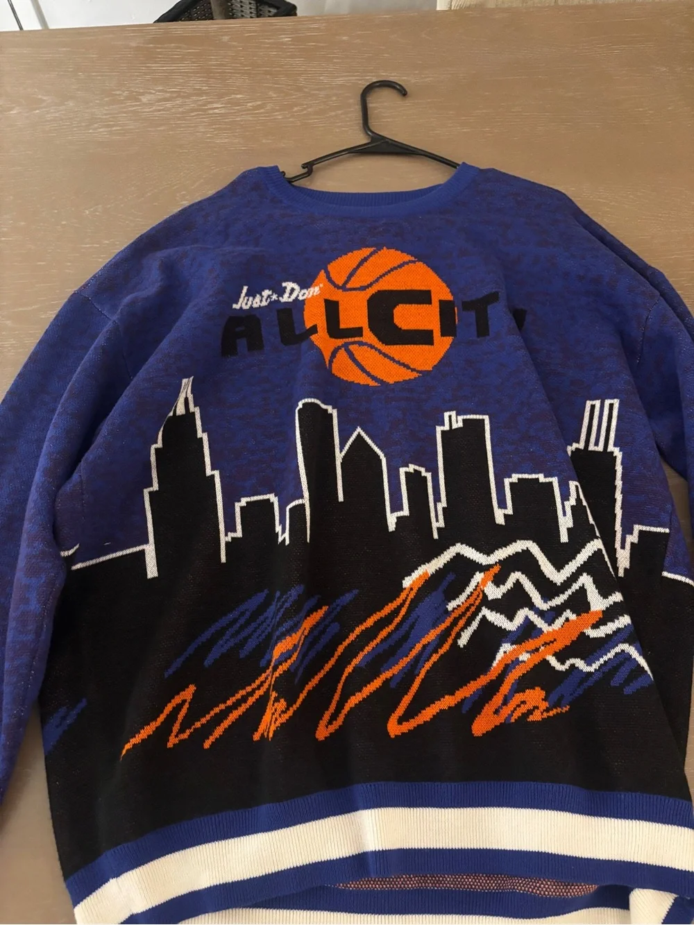 Nike Blue Crewneck Sweater with Orange Basketball Graphic